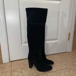 michael kors black suede heeled boots